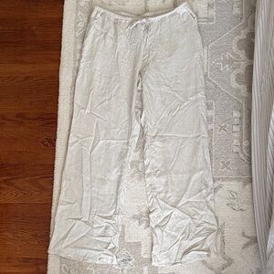 H&M Lightweight Drawstring Linen-Blend Lounge Pants - Neutral Cream NWT